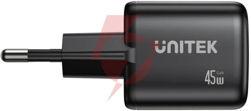 Ładowarka sieciowa unitek gan 45w, 2xusb-c, pd 3.0, qc, czarna