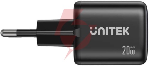 Ładowarka sieciowa unitek gan 20w, usb-c, usb-a, pd 3.0, czarna