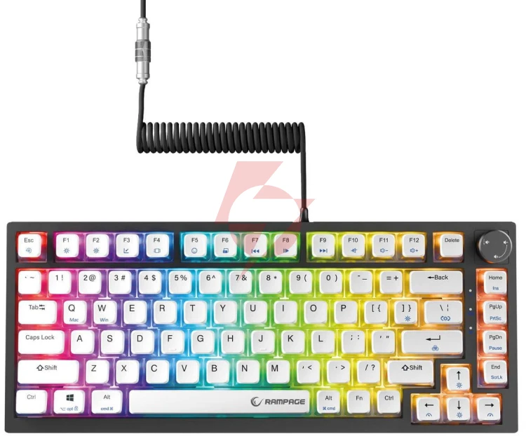 Klawiatura przewodowa rampage zenith pro 8000hz, hall effect, rgb, gateron ks-20, czarna