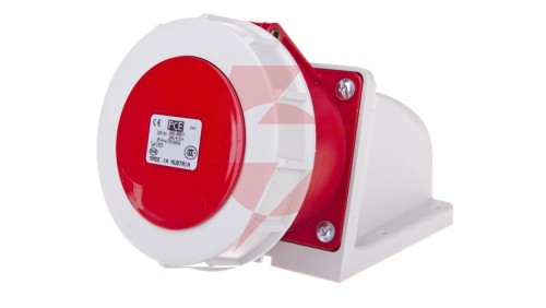 Gniazdo stałe 32A 5P 400V czerwone IP67 1252-6p