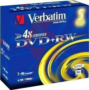Płyty dvd+rw verbatim rewritable (5szt)