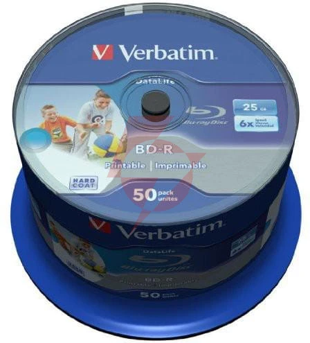 Płyty blu-ray verbatim bd-r sl printable 25gb cake (50szt.)