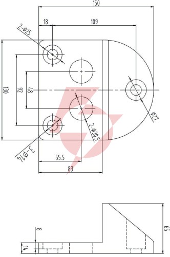 Przykręcany stoper do bramy psg 61.191 (130x150/h65) powlekany gumą