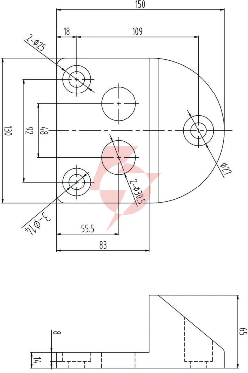 Przykręcany stoper do bramy psg 61.191 (130x150/h65) powlekany gumą