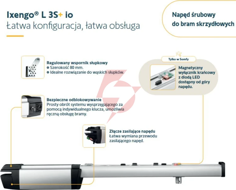 Zestaw somfy ixengo l 3s+ io standard pack do 8m bram dwuskrzydłowych