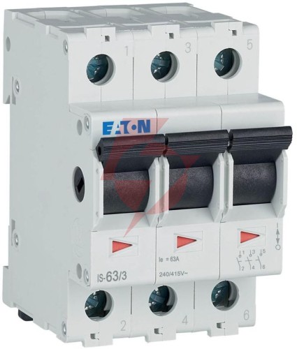 Eaton rozłącznik izolacyjny modułowy 63a 3z 3p 3m 415v ac is- 63/3