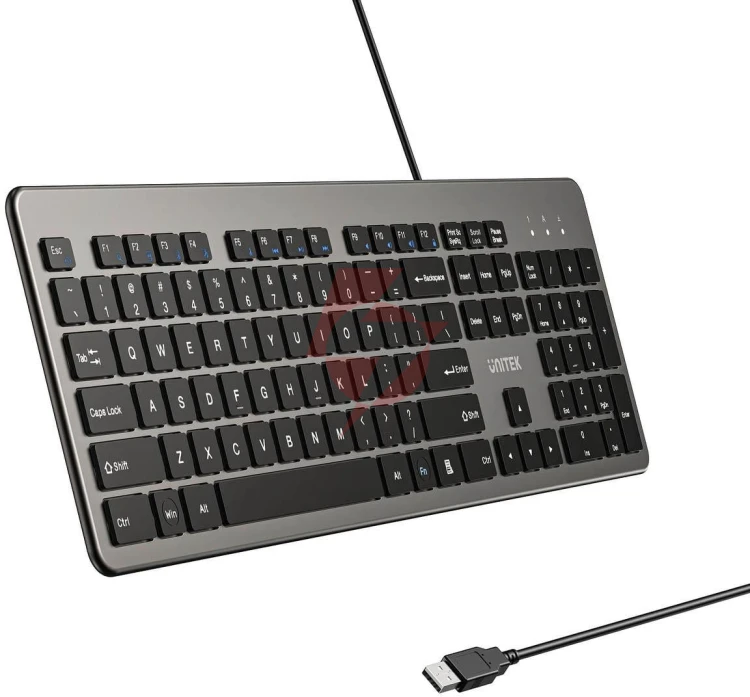 Klawiatura przewodowa unitek slimtap usb-a, szara