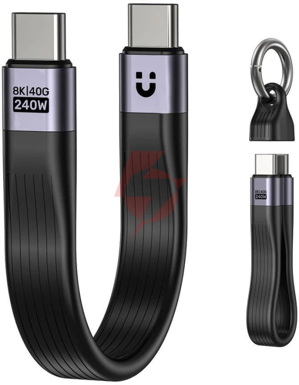 Unitek kabel usb-c w formie breloka | usb4 | 40 gb/s | 240w pd 8k | 13 cm, czarny