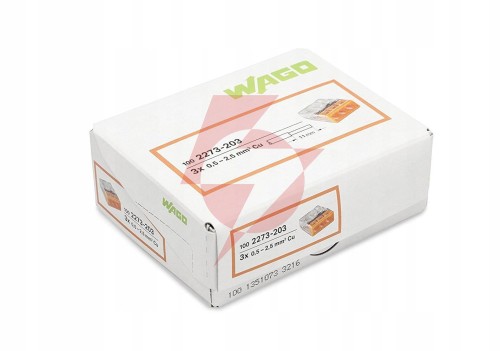 Szybkozłączka uniwersalna drut 3x 0,5-2,5mm2 wago 2273-203 100szt.