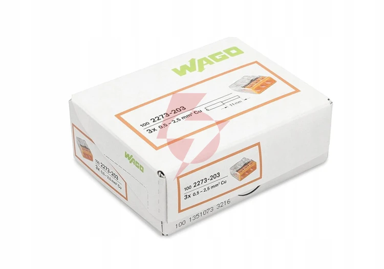 Szybkozłączka uniwersalna drut 3x 0,5-2,5mm2 wago 2273-203 100szt.