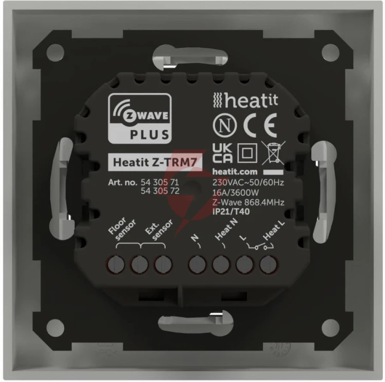Termostat heatit z-trm7 white ral 9003 z-wave thermostat 3600w 16a 868,4 mhz
