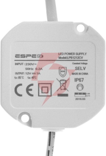 Zasilacz dopuszkowy espe lp-1212-211 12v 1a 12 w ip67 5.5 / 2.1 mm