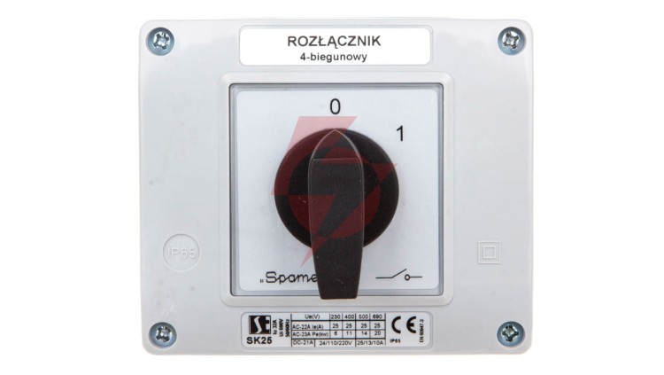 Łącznik krzywkowy 0-1 25A 4P w obudowie SK25-2.8210OB13