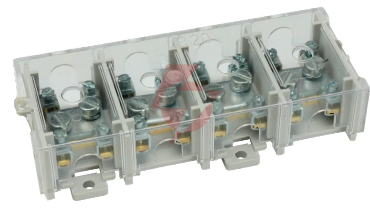 Odgałęźnik instalacyjny 4-torowy (1x25mm²/4x6mm²) LZ4*25/6P mocowanie do podłoża i TS 35, z pokrywą, szary 84171002