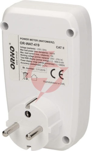 Watomierz z wyświetlaczem lcd or-wat-419 orno