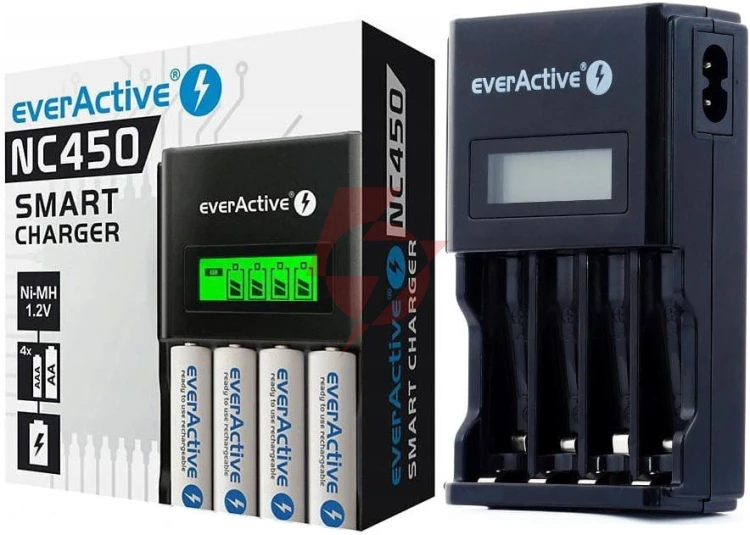 Ładowarka procesorowa do akumulatorków aa/aaa everactive nc-450 lcd