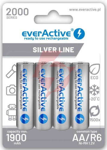Akumulatorki aa / r6 ni-mh everactive 2000mah silver line (box 4 szt.)