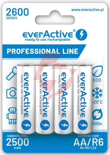 Akumulatorki aa / r6 ni-mh everactive 2600mah professional line (box 4 szt.)
