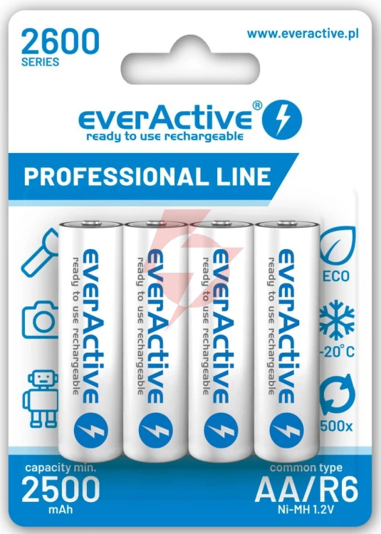Akumulatorki aa / r6 ni-mh everactive 2600mah professional line (box 4 szt.)