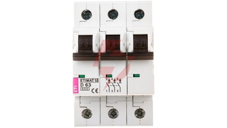 Wyłącznik nadprądowy 3P D 63A 6kA AC ETIMAT10 002155722