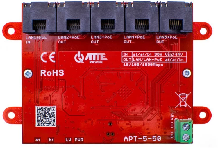 Atte apt-5-50 switch poe 5 portowy 10/100/1000mbps, extender