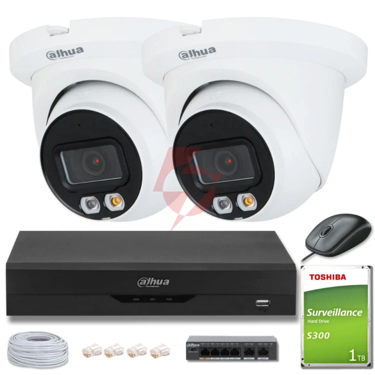 Zestaw 2 kamer ip dahua 8mpx ipc-hdw2849tm-s-il + dysk 1tb