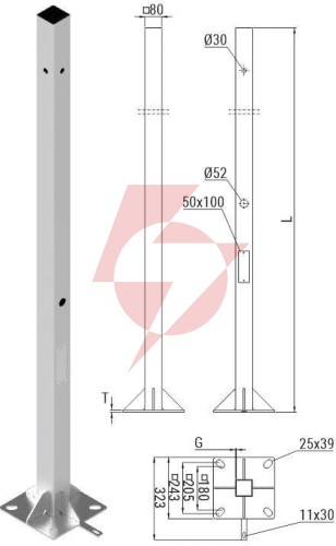 Słup ats skam1/5 pod montaż kamer cctv