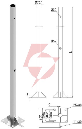 Słup ats skam2/3 pod montaż kamer cctv