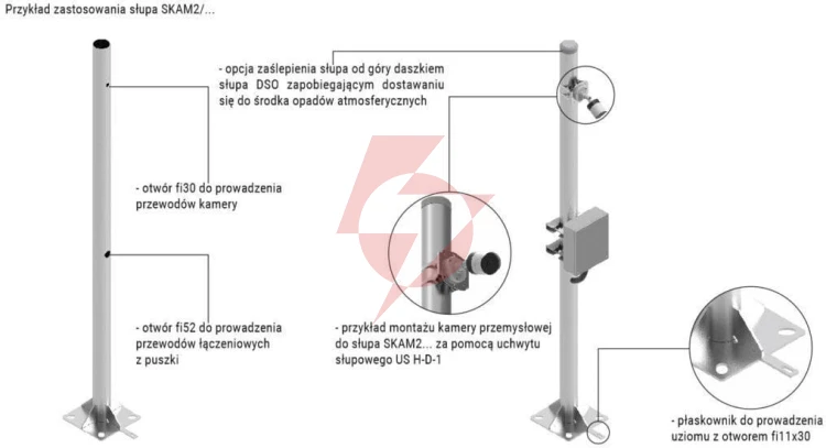 Słup ats skam2/5 pod montaż kamer cctv