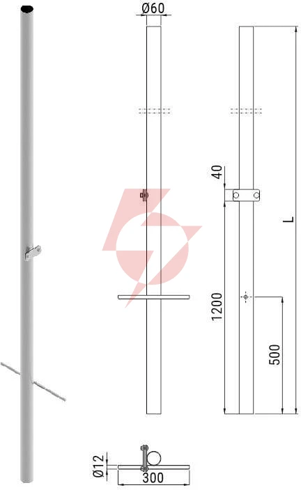 Słup ats skam3/4 pod montaż kamer cctv