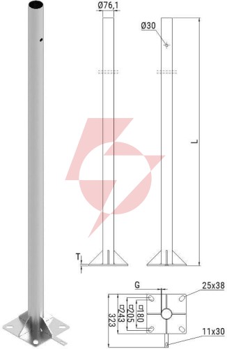Słup ats skamp2/5 pod montaż kamer cctv