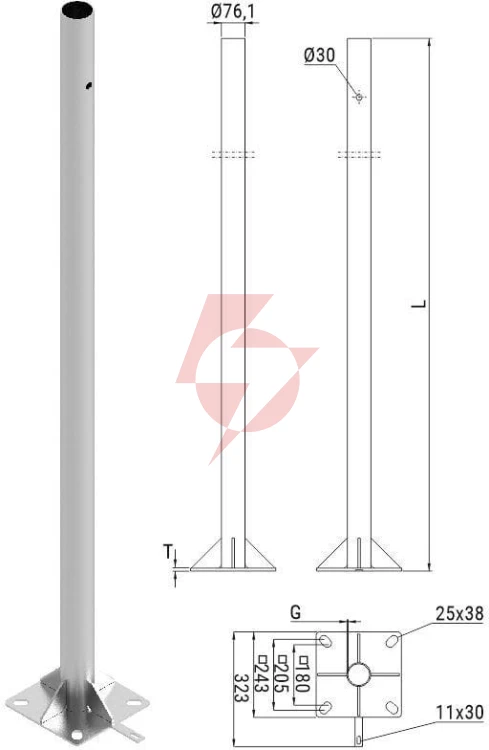 Słup ats skamp2/5 pod montaż kamer cctv