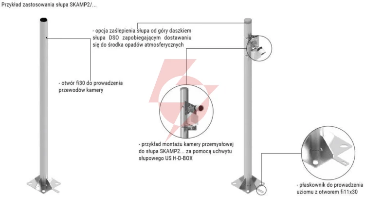Słup ats skamp2/5 pod montaż kamer cctv