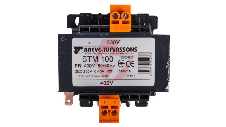 Transformator 1-fazowy separacyjny STM 100 400/230V 0,43A, Ta 40, 16252-9917