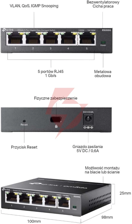 Switch tp-link omada es205g easy managed