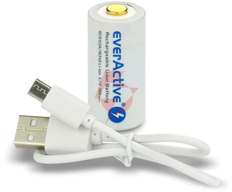 Akumulatorek 16340 / r-cr123 3,7v everactive 700mah (1 szt.) z zabezpieczeniem