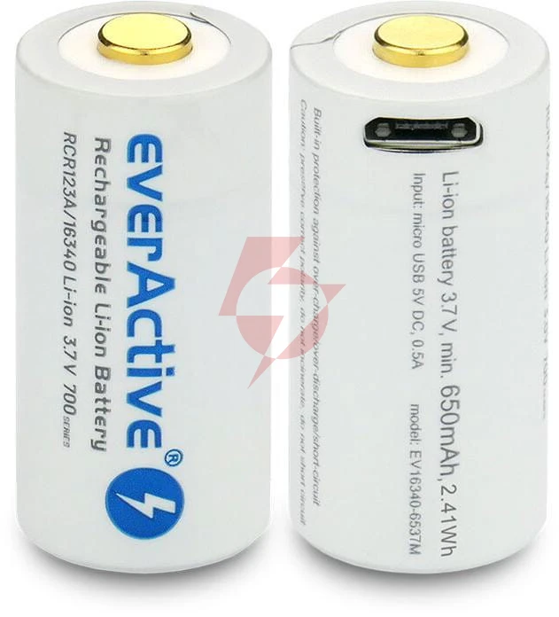 Akumulatorek 16340 / r-cr123 3,7v everactive 700mah (1 szt.) z zabezpieczeniem