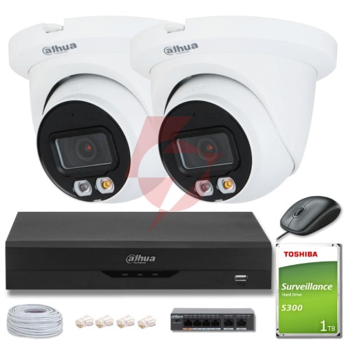 Zestaw 2 kamer ip dahua 8mpx ipc-hdw2849tm-s-il + dysk 1tb