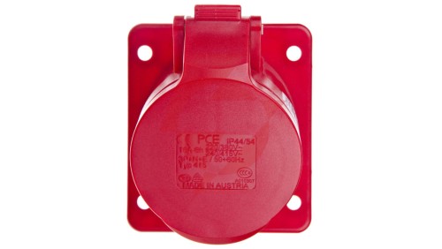 Gniazdo tablicowe skośne 16A 5P 400V /75x85/ czerwone IP44 415-6F87