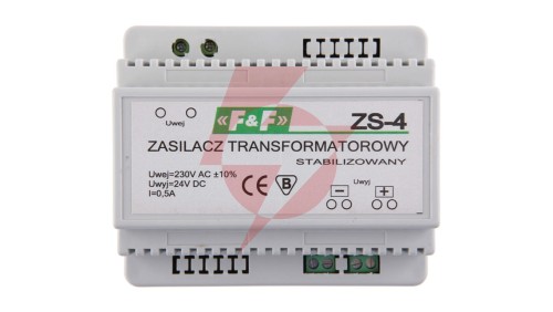 Zasilacz stabilizowany 230VAC/24VDC 12W 0,5A ZS-4