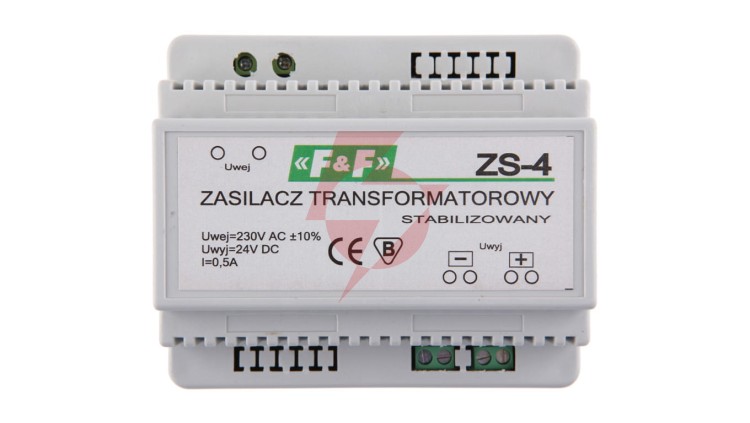 Zasilacz stabilizowany 230VAC/24VDC 12W 0,5A ZS-4