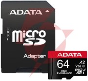 Adata karta microsd high endurance 64gb uhs1 u3 v30 a2 100/80mb/s + adapter