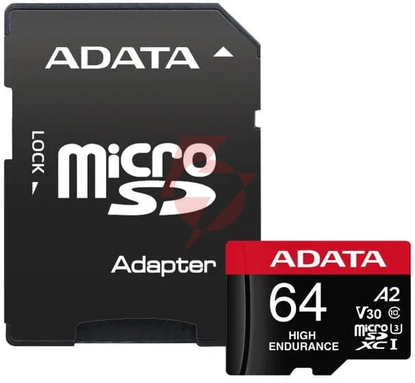 Adata karta microsd high endurance 64gb uhs1 u3 v30 a2 100/80mb/s + adapter