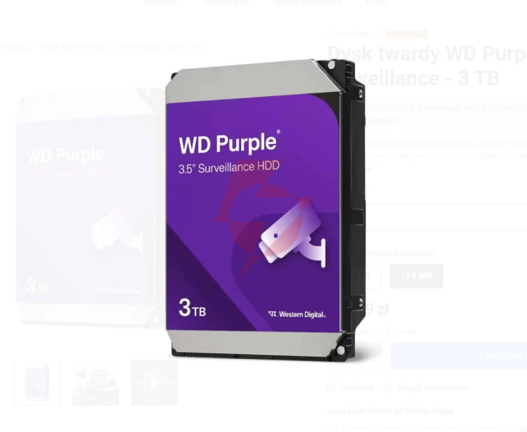 Dysk wd purple 3tb wd34purz
