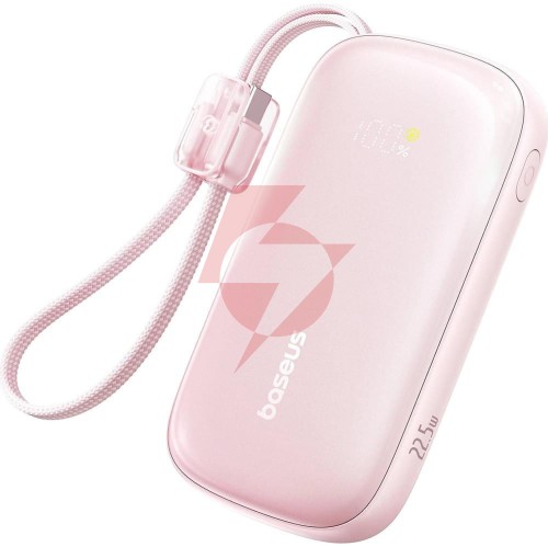 Powerbank baseus enerfill fc21 20000 mah 22,5 w usb-a usb-c różowy z odłączanym kablem lightning