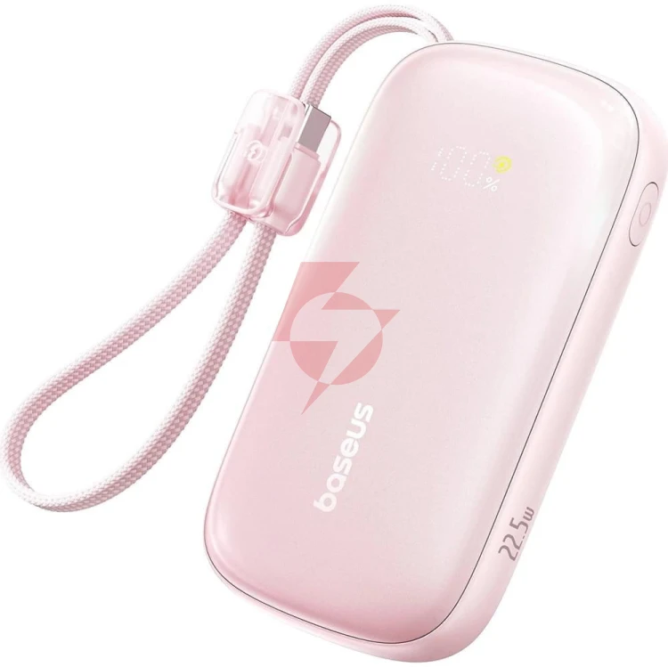 Powerbank baseus enerfill fc21 20000 mah 22,5 w usb-a usb-c różowy z odłączanym kablem lightning