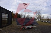 Przyczepa wieża do monitoringu pv3 z zabudową z zasilaniem solarnym i elektroniką na 4 kamery
