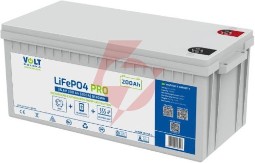 Akumulator volt polska lifepo4 pro 25,6v 200 ah (200a) bms bluetooth + mata