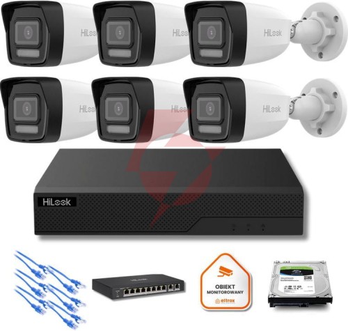Zestaw monitoringu hilook 6x kamera ipc-b160ha-lu z dyskiem z 2tb
