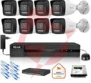 Zestaw monitoringu hilook 8x kamera ipc-b160ha-lu z dyskiem z 2tb